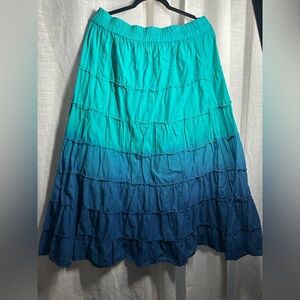 Lane Bryant Teal and Blue Tiered Maxi Skirt